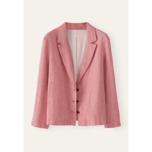 Poetry 100% Linen 3 Button Blazer Jacket 14 Red Micro Gingham Preppy Office